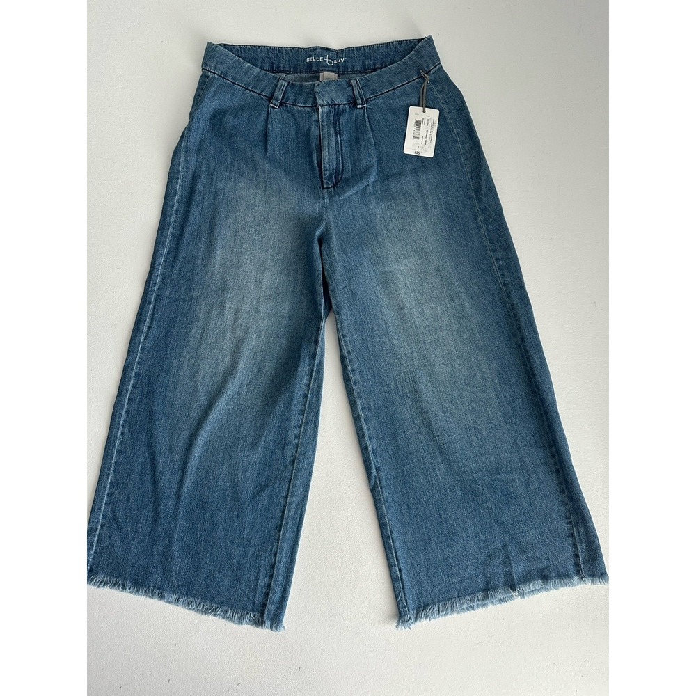 NWT! Belle Sky Women's Sz: 2 Gauchos Cropped Wide Leg Jeans City Chic
